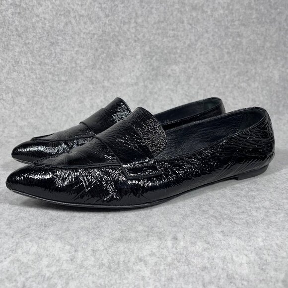 AGL Loafers Womens 11 US Black Patent Leather Pointed Toe Shoe Flats Business - Picture 15 of 16
